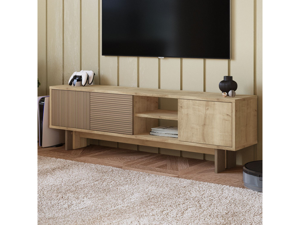 Meuble TV en bois "Ravello" - 150 x 30 x 45 cm - Beige