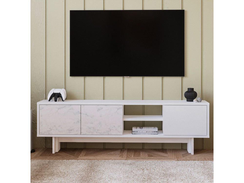 Meuble TV en bois "Ravello" - 150 x 30 x 45 cm - Blanc