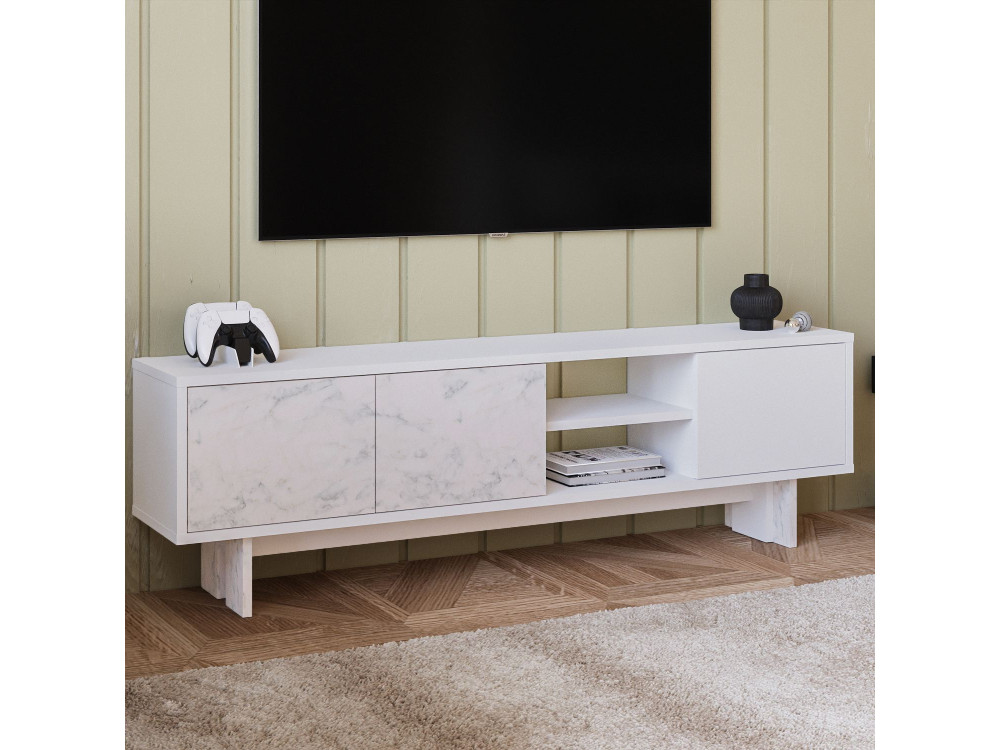 Meuble TV en bois "Ravello" - 150 x 30 x 45 cm - Blanc