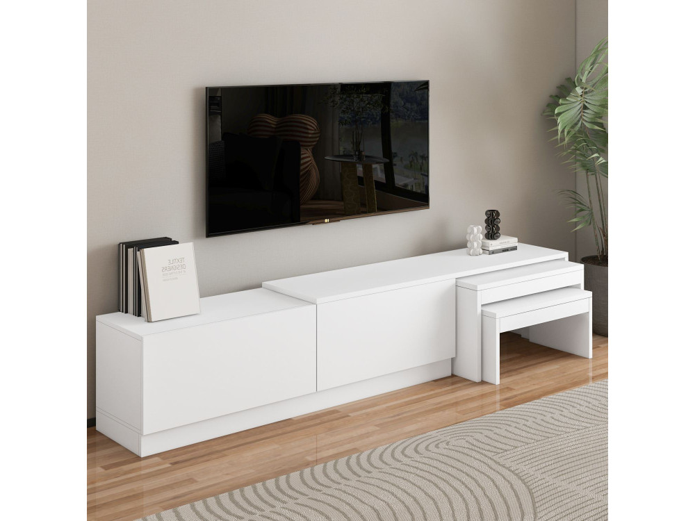Meuble TV en bois "Nest" - 180 x 30 x 36 cm - Blanc