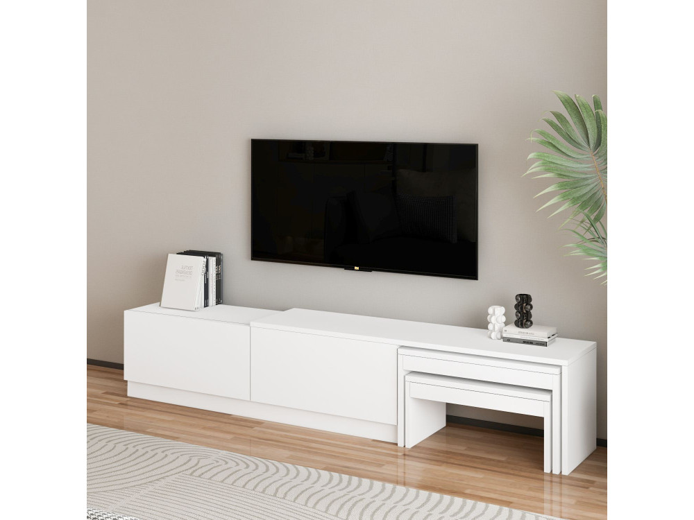 Meuble TV en bois "Nest" - 180 x 30 x 36 cm - Blanc
