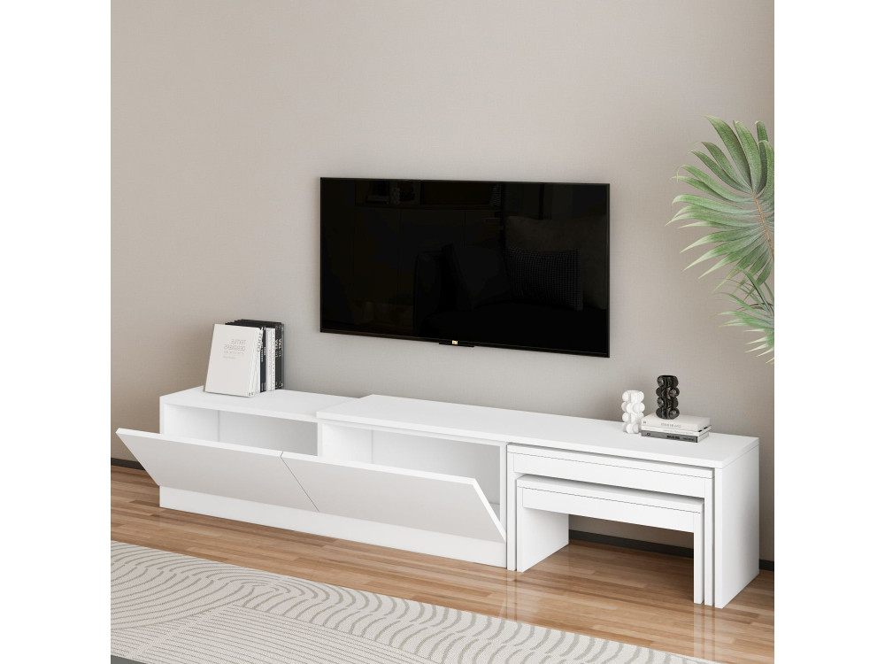 Meuble TV en bois "Nest" - 180 x 30 x 36 cm - Blanc