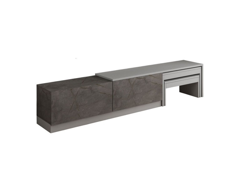 Meuble TV en bois "Nest" - 180 x 30 x 36 cm - Gris