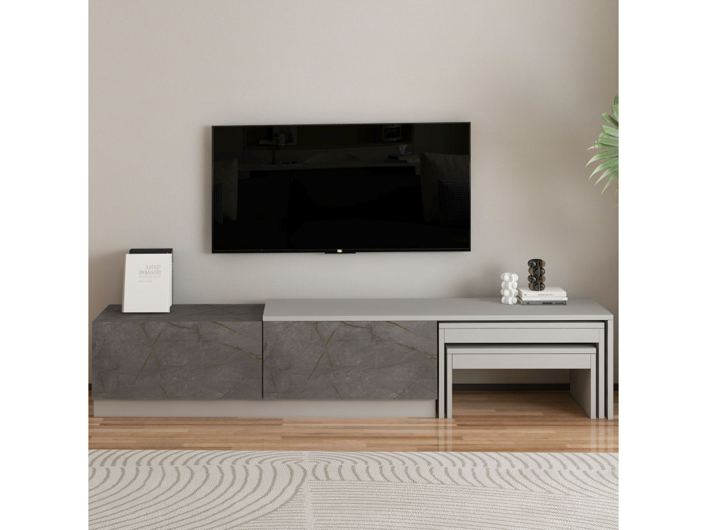 Meuble TV en bois "Nest" - 180 x 30 x 36 cm - Gris