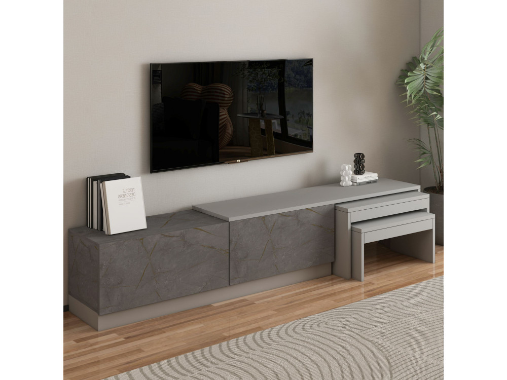 Meuble TV en bois "Nest" - 180 x 30 x 36 cm - Gris
