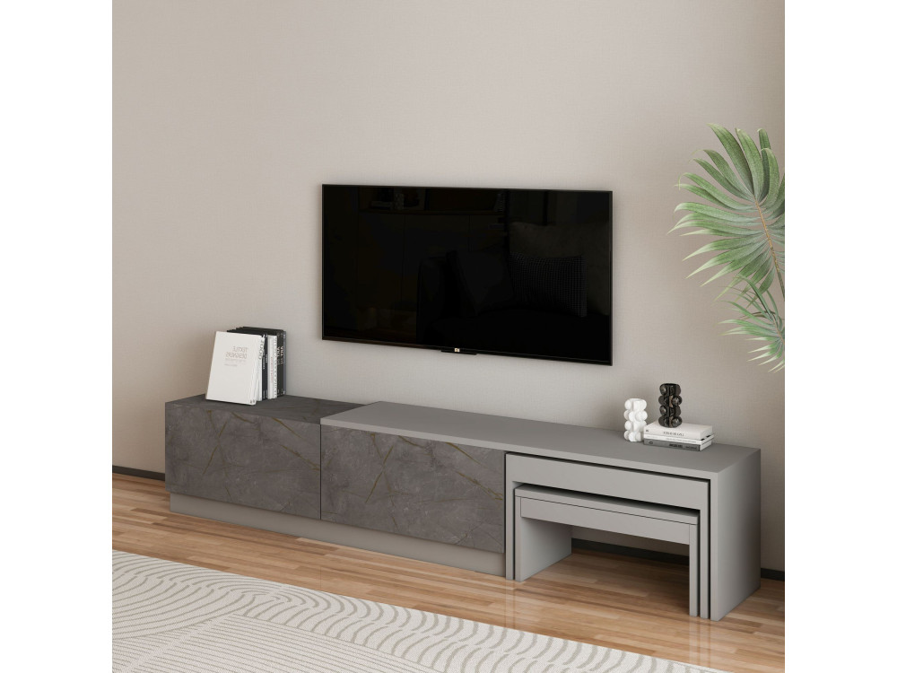 Meuble TV en bois "Nest" - 180 x 30 x 36 cm - Gris