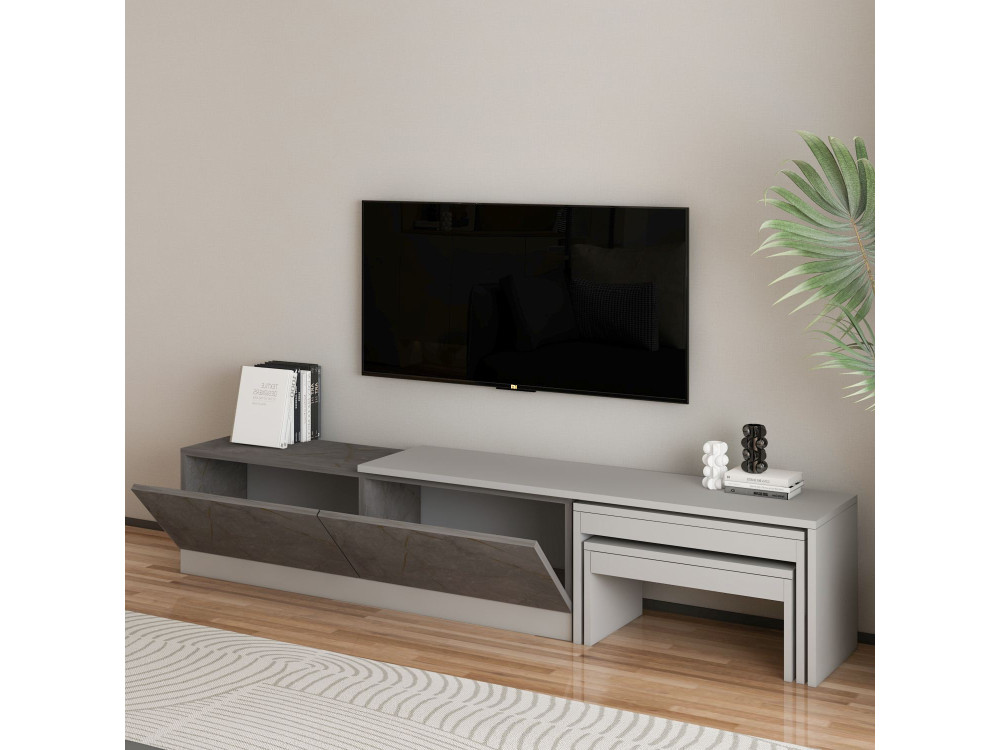 Meuble TV en bois "Nest" - 180 x 30 x 36 cm - Gris