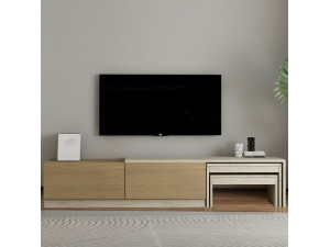 Meuble TV en bois "Nest" - 180 x 30 x 36 cm - Beige