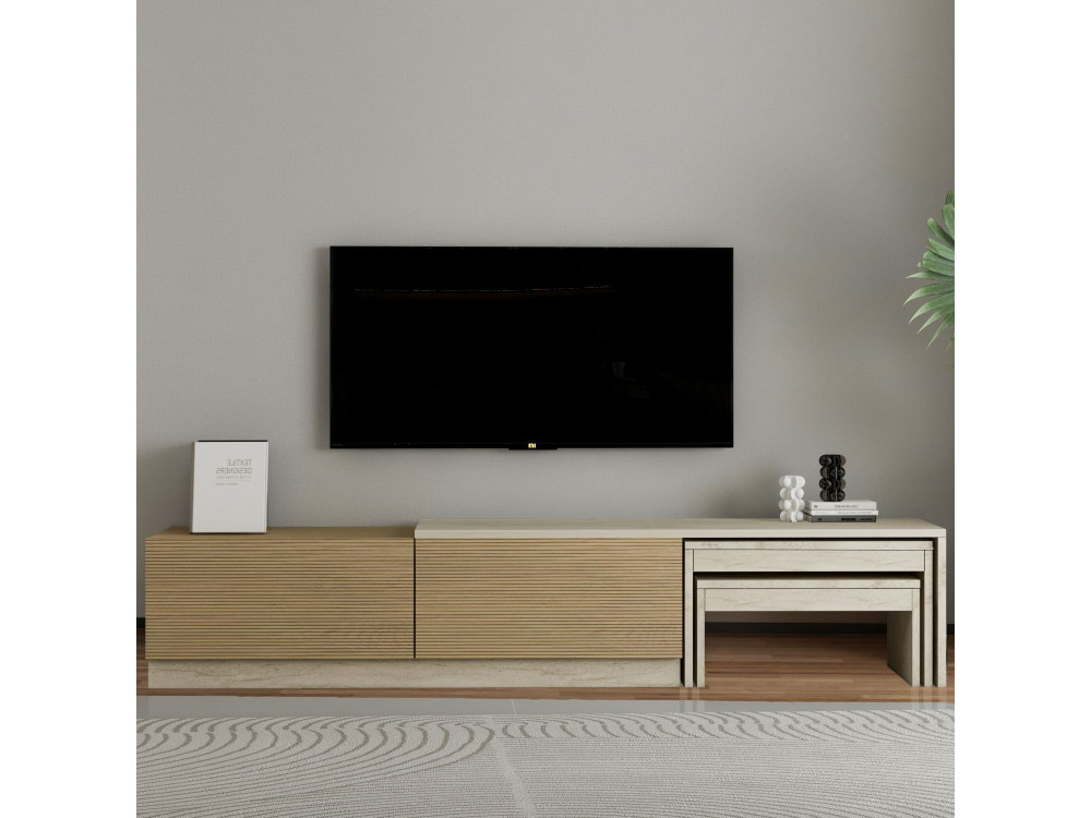 Meuble TV en bois "Nest" - 180 x 30 x 36 cm - Beige