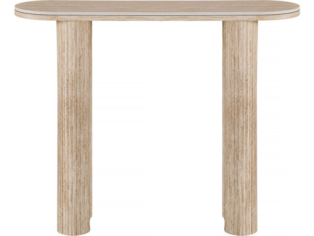 Table console travertin en céramique "Alba" - 100 x 30 x 80 cm - Marron