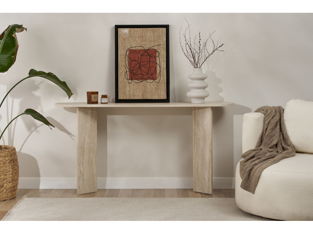 Console en bois "Sira" - 150 x 35 x 75 cm - Travertin