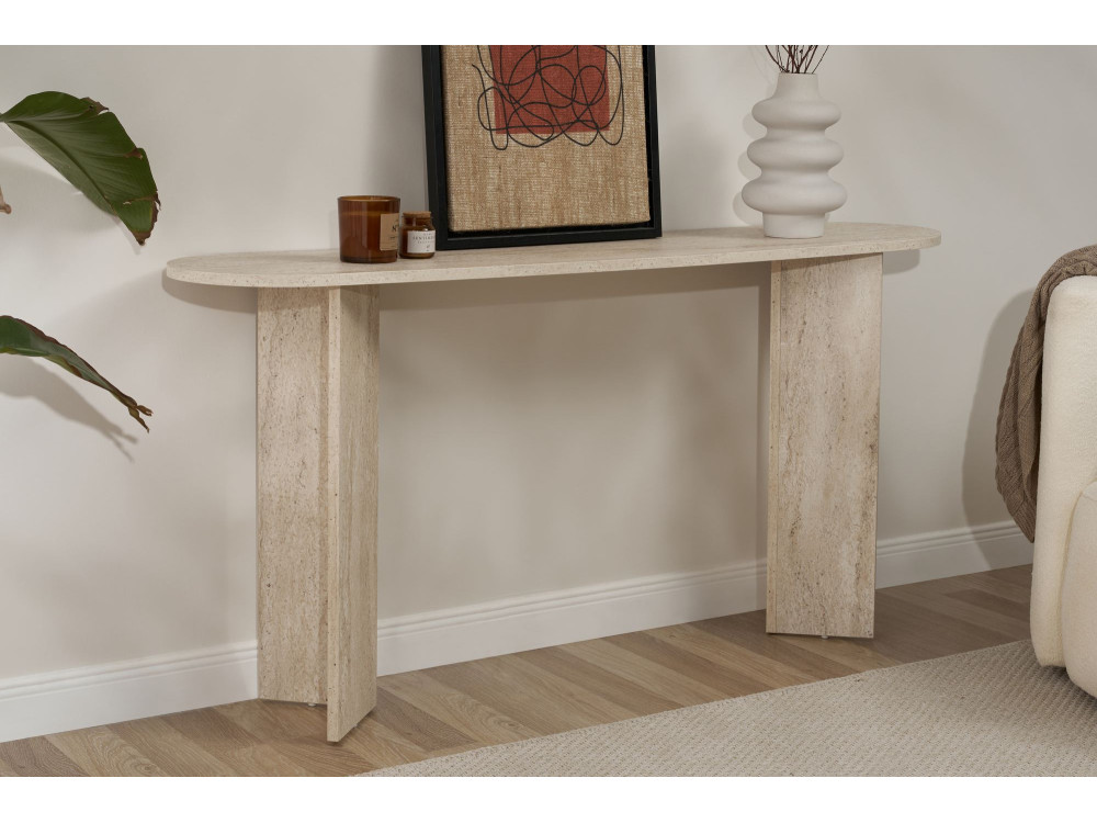 Console en bois "Sira" - 150 x 35 x 75 cm - Travertin