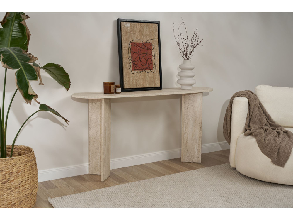 Console en bois "Sira" - 150 x 35 x 75 cm - Travertin