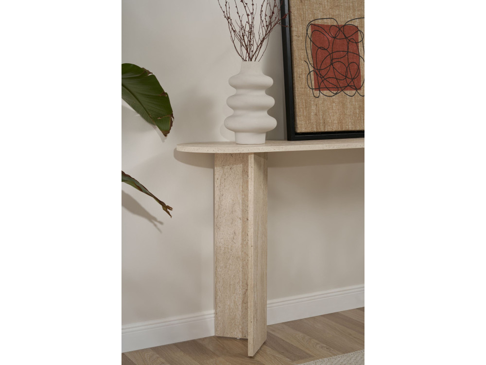 Console en bois "Sira" - 150 x 35 x 75 cm - Travertin