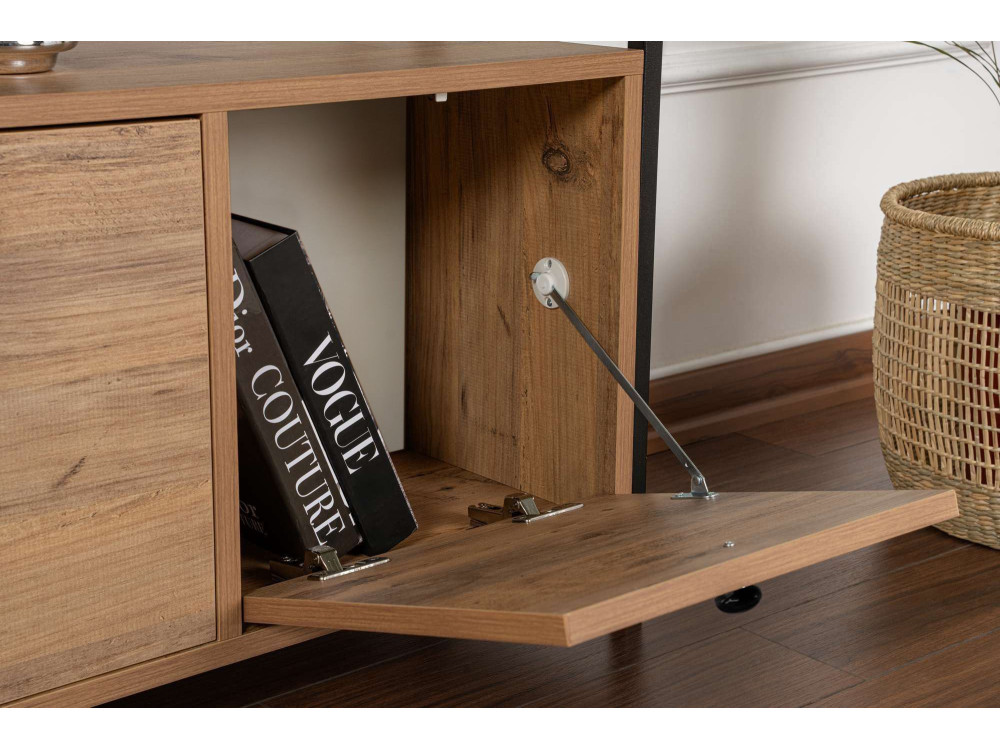 Console en bois "Solace" - 120 x 29 x 77 cm - Pin atlantique Noir