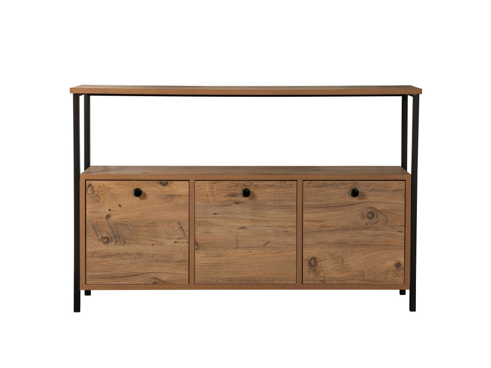 Console en bois "Solace" - 120 x 29 x 77 cm - Pin atlantique Noir