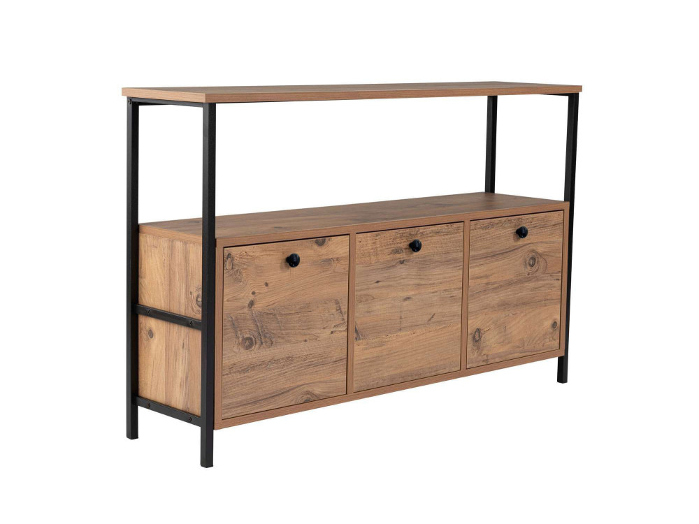 Console en bois "Solace" - 120 x 29 x 77 cm - Pin atlantique Noir