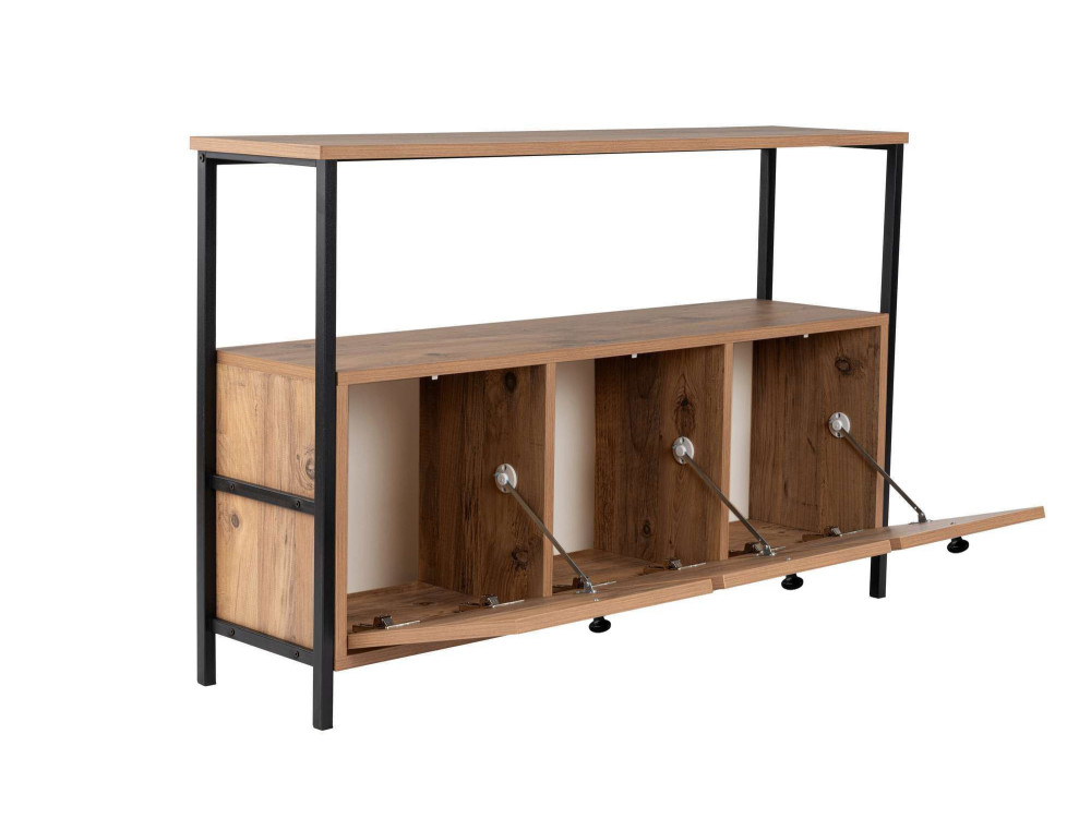 Console en bois "Solace" - 120 x 29 x 77 cm - Pin atlantique Noir