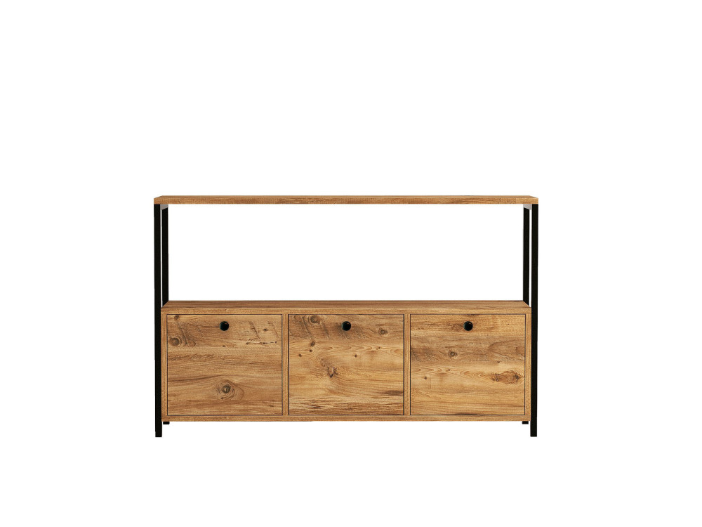 Buffet en bois "Nero" - 120 x 30 x 75 cm - Pin atlantique Noir
