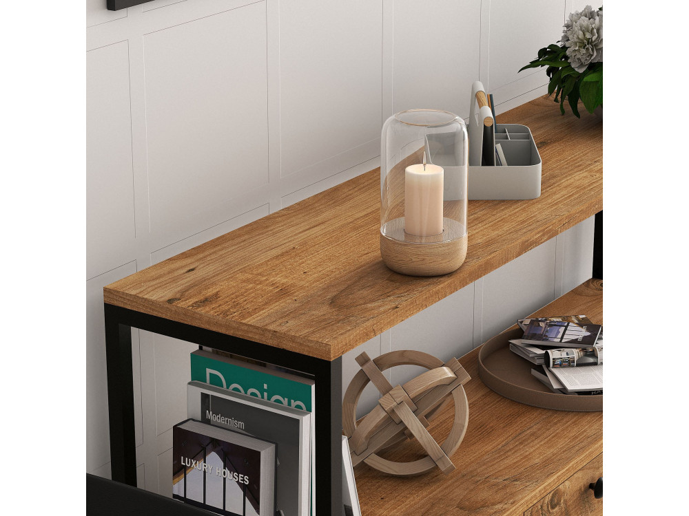 Buffet en bois "Nero" - 120 x 30 x 75 cm - Pin atlantique Noir