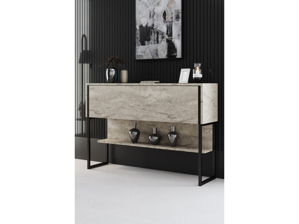 Console en bois "Luxe" - 120 x 30 x 80 cm - Travertin Noir