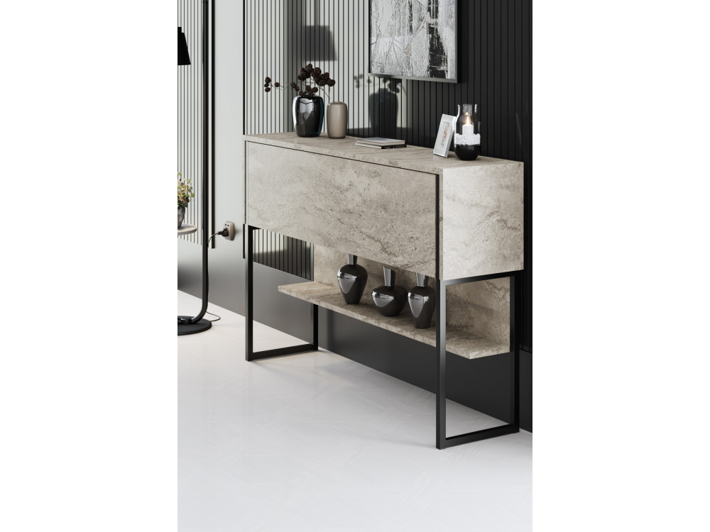 Console en bois "Luxe" - 120 x 30 x 80 cm - Travertin Noir