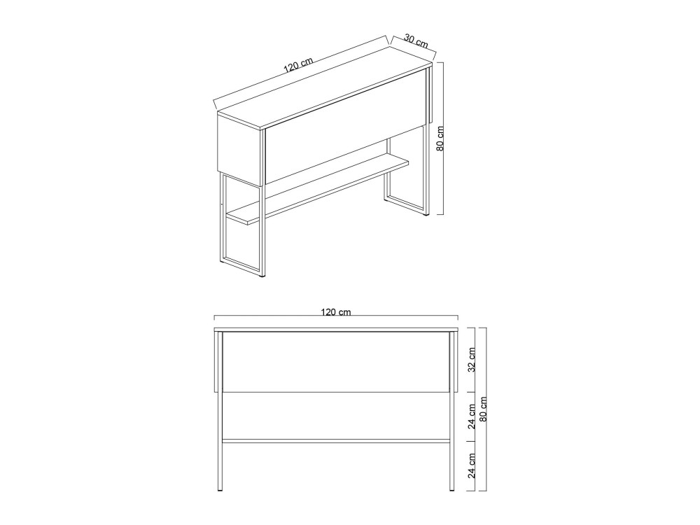 Console en bois "Luxe" - 120 x 30 x 80 cm - Travertin Noir