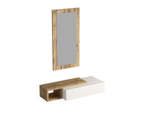 Console avec miroir en bois "Vien " - 82 x 29 x 15 cm - Blanc
