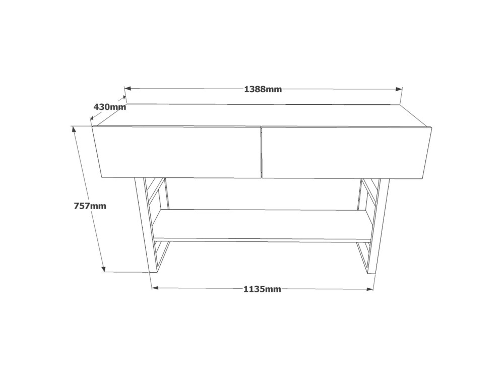 Console en bois "ML23" - 138 x 43 x 75 cm - Beige