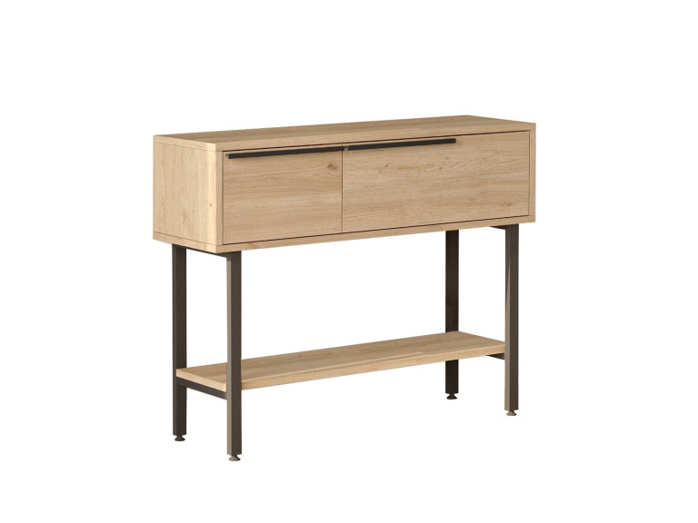 Console avec miroir en bois "Calvin" - 100 x 30 x 76 cm - Marron