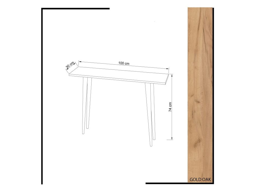 Console en bois "Desidero" - 100 x 30 x 74 cm - Marron