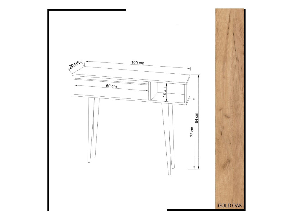 Console en bois "Oseyo" - 100 x 30 x 94 cm - Marron