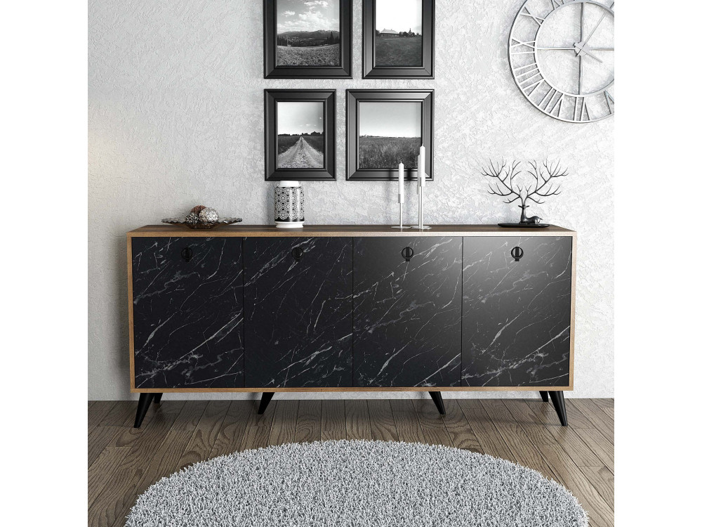 Buffet en bois "Elite" - 180 x 45 x 80 cm - Noir