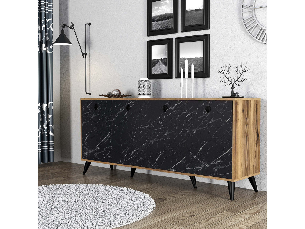 Buffet en bois "Elite" - 180 x 45 x 80 cm - Noir