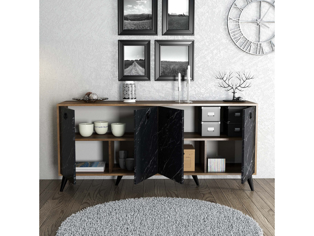 Buffet en bois "Elite" - 180 x 45 x 80 cm - Noir