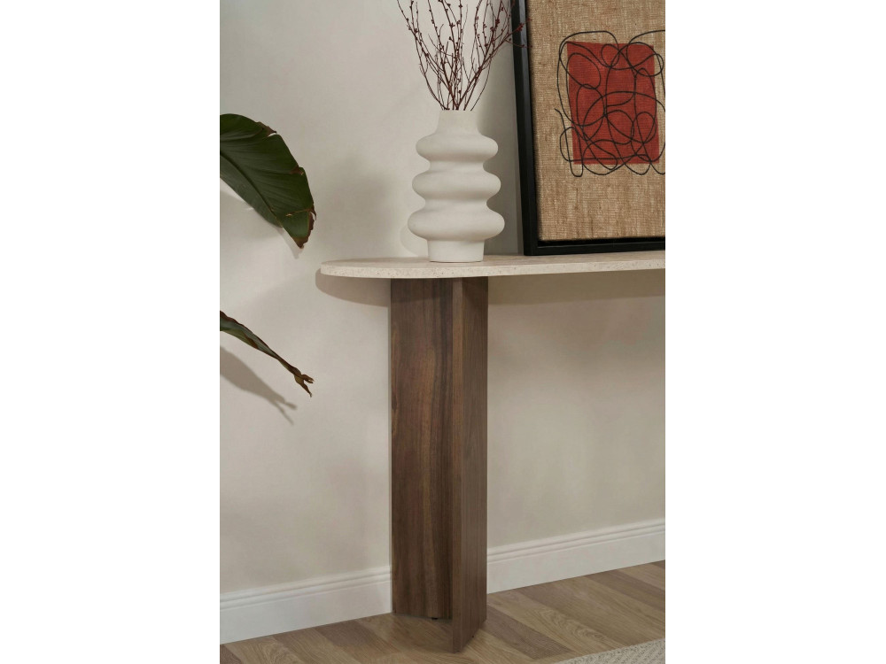 Console en bois "Sira" - 150 x 35 x 75 cm - Travertin