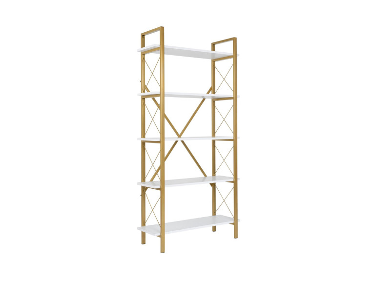 Bibliothèque en bois "Elysian" - 90 x 33 x 180 cm - Or blanc