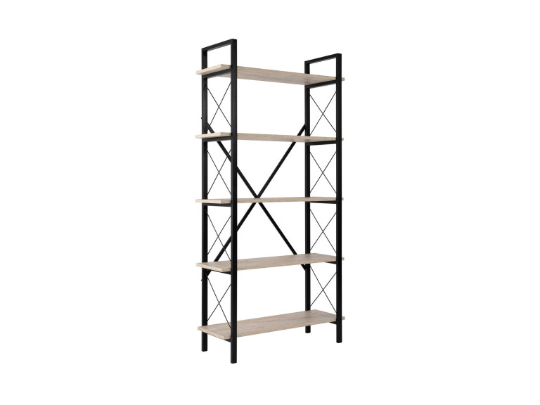 Bibliothèque en bois "Elysian" - 90 x 33 x 180 cm - TravertinNoir