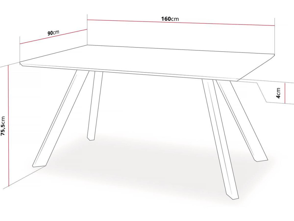 Table repas "Manhattan" Chêne / Noir - 160 x 90 x 75,5 cm