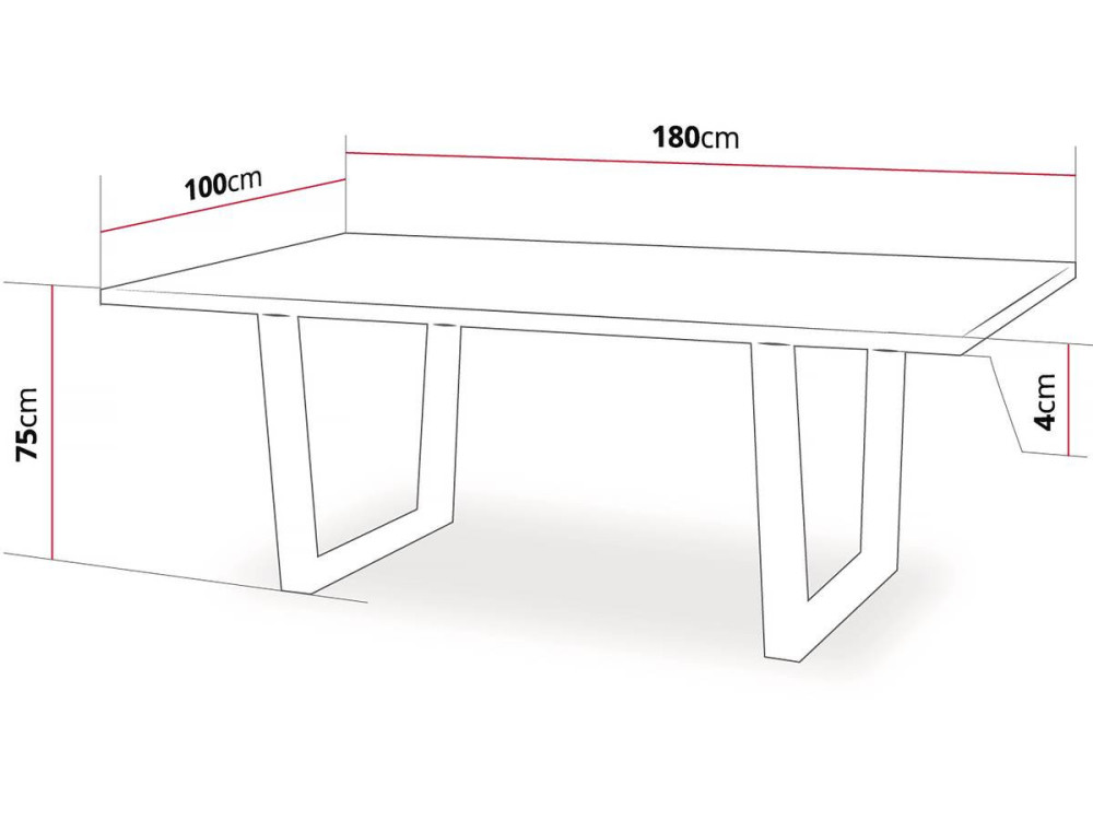 Table repas "Hollywood" - 200 x 100 x 76 cm - couleur: Chêne / Noir