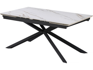 Table à manger extensible en céramique 6 à 10 personnes "Celeste" - Blanc marbré gold