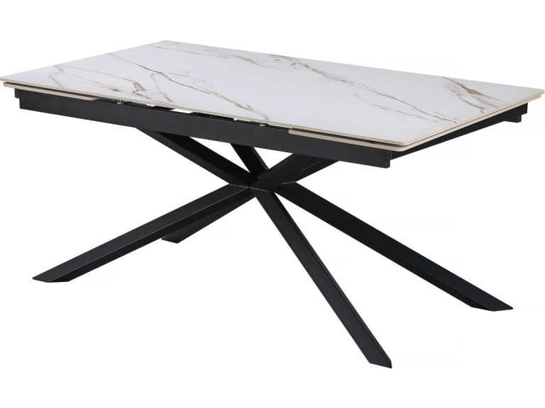 Table à manger extensible en céramique 6 à 10 personnes "Celeste" - Blanc marbré gold