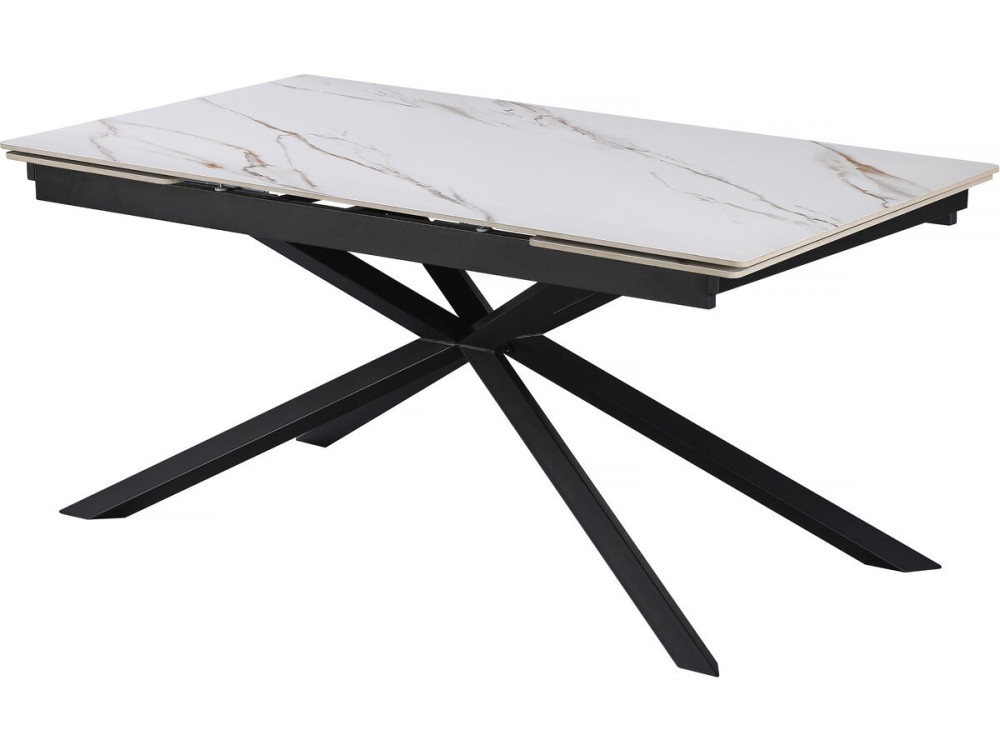 Table à manger extensible en céramique 6 à 10 personnes "Celeste" - Blanc marbré gold