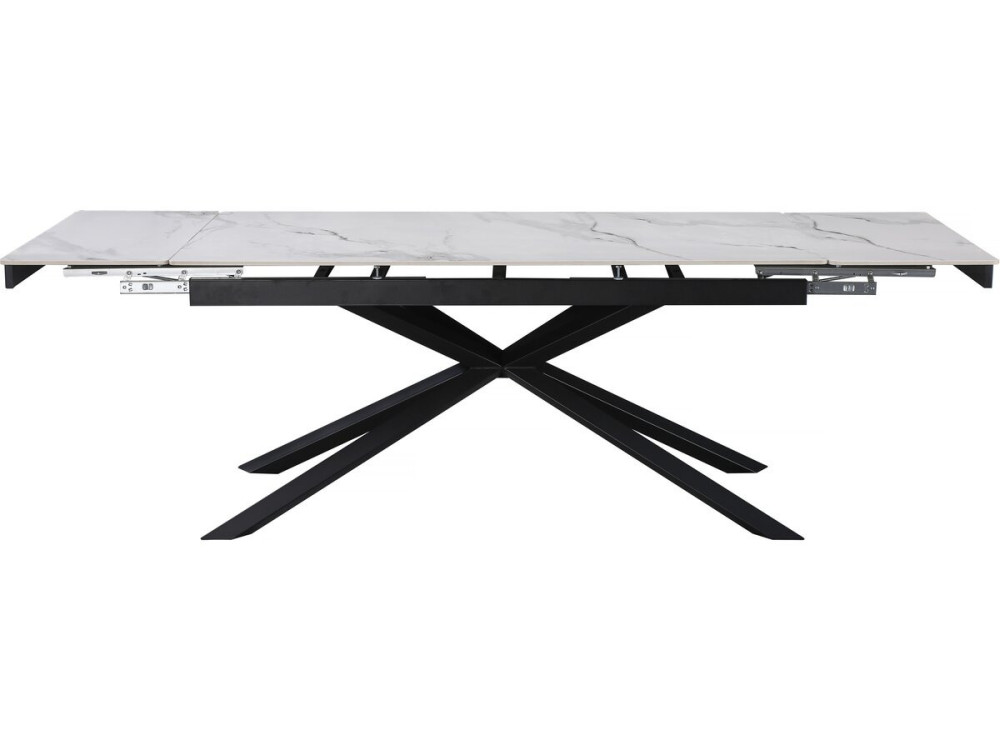 Table à manger extensible en céramique 6 à 10 personnes "Celeste" - Blanc marbré gold
