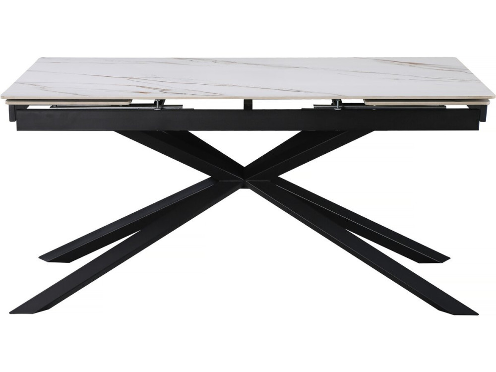 Table à manger extensible en céramique 6 à 10 personnes "Celeste" - Blanc marbré gold
