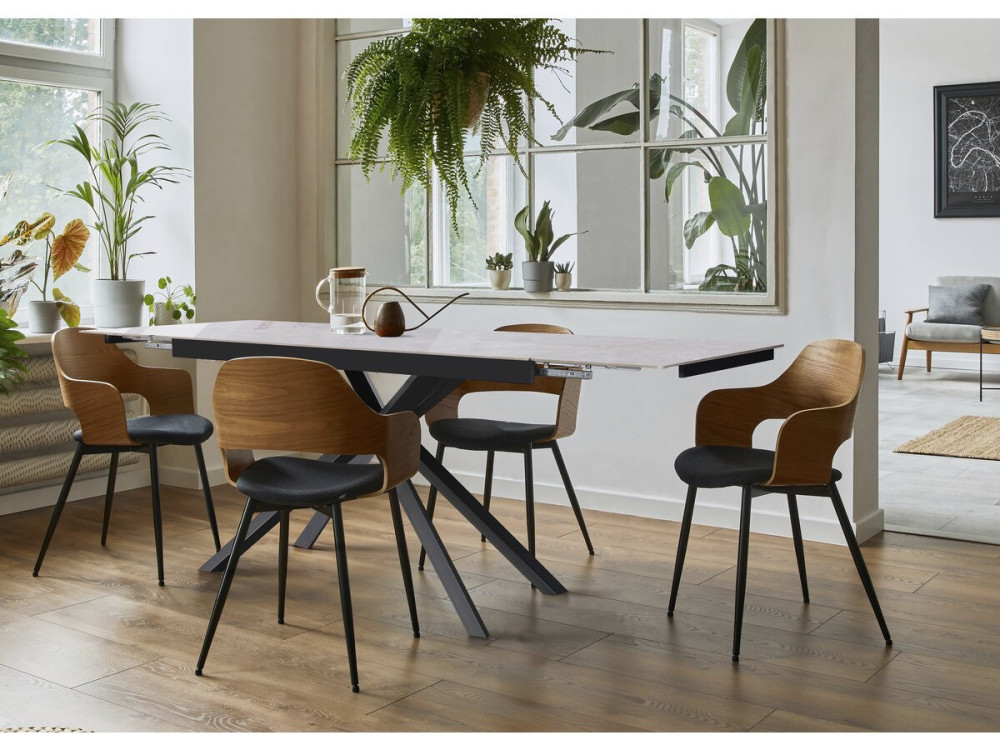 Table à manger extensible en céramique 6 à 10 personnes "Celeste" - Gris marbré
