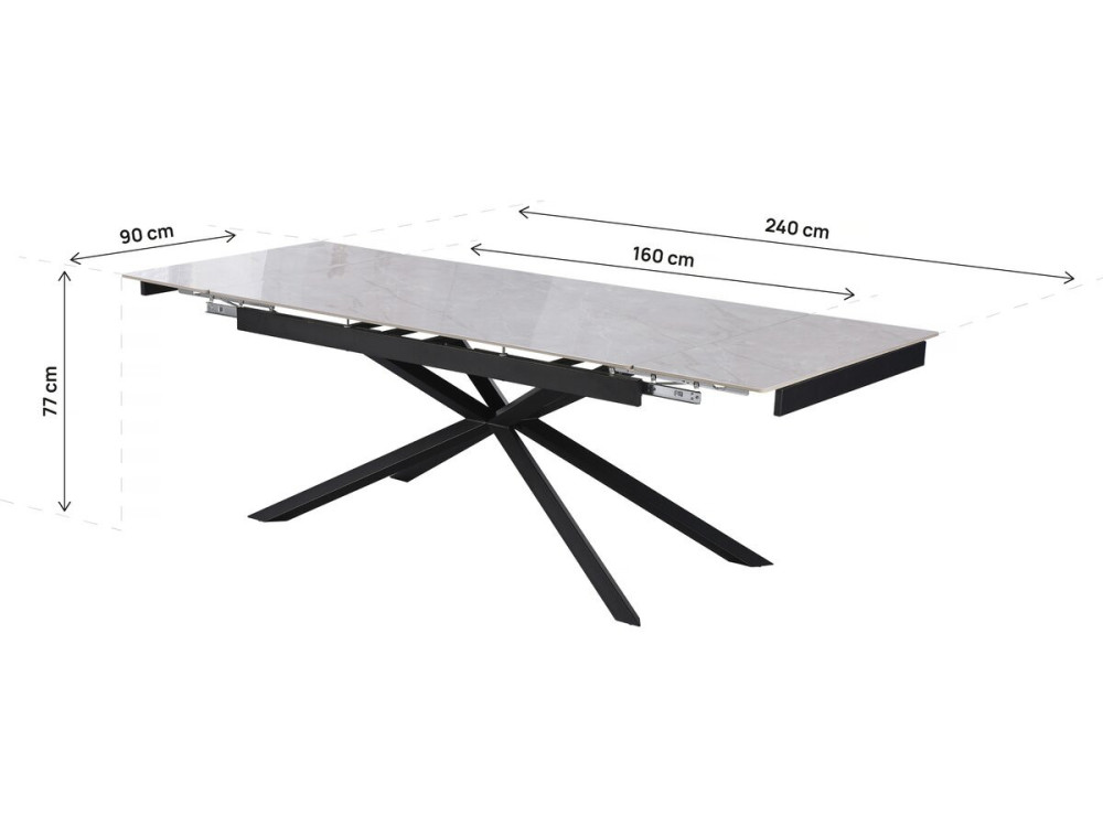 Table à manger extensible en céramique 6 à 10 personnes "Celeste" - Gris marbré