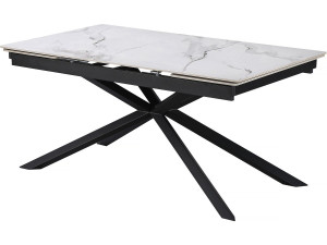 Table à manger extensible en céramique 6 à 10 personnes "Celeste" - Blanc marbré gris