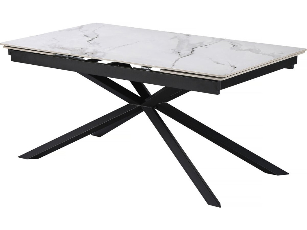 Table à manger extensible en céramique 6 à 10 personnes "Celeste" - Blanc marbré gris