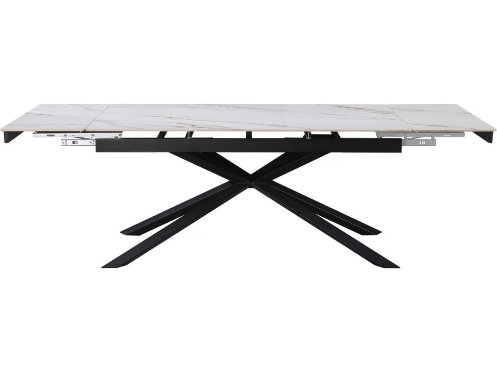 Table à manger extensible en céramique 6 à 10 personnes "Celeste" - Blanc marbré gris